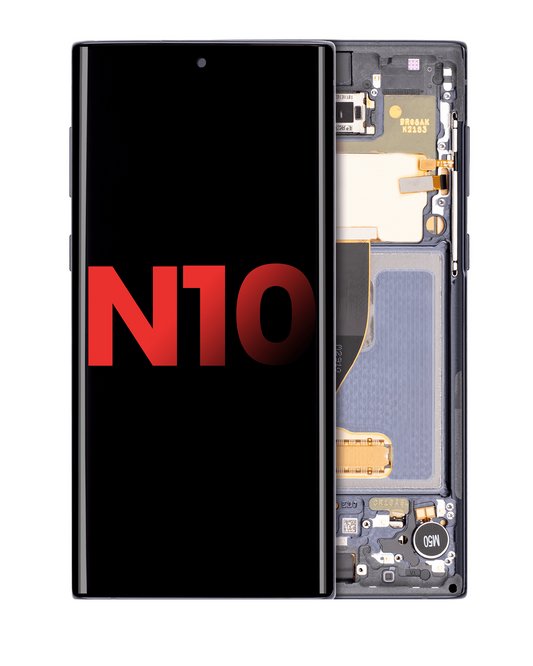 Conjunto OLED con marco para Samsung Galaxy Note 10 (Aftermarket Plus) (Negro Aura)