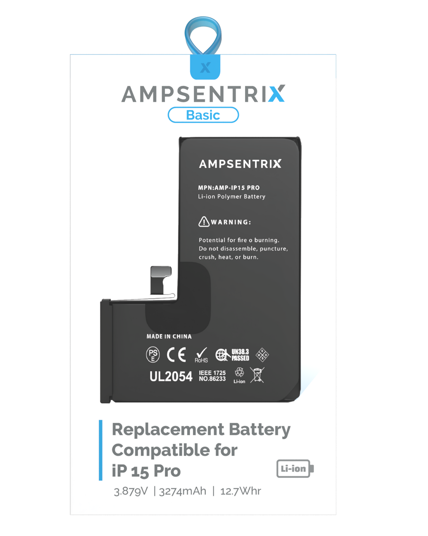 Bateria Ampsentix Basic iPhone 15 Pro
