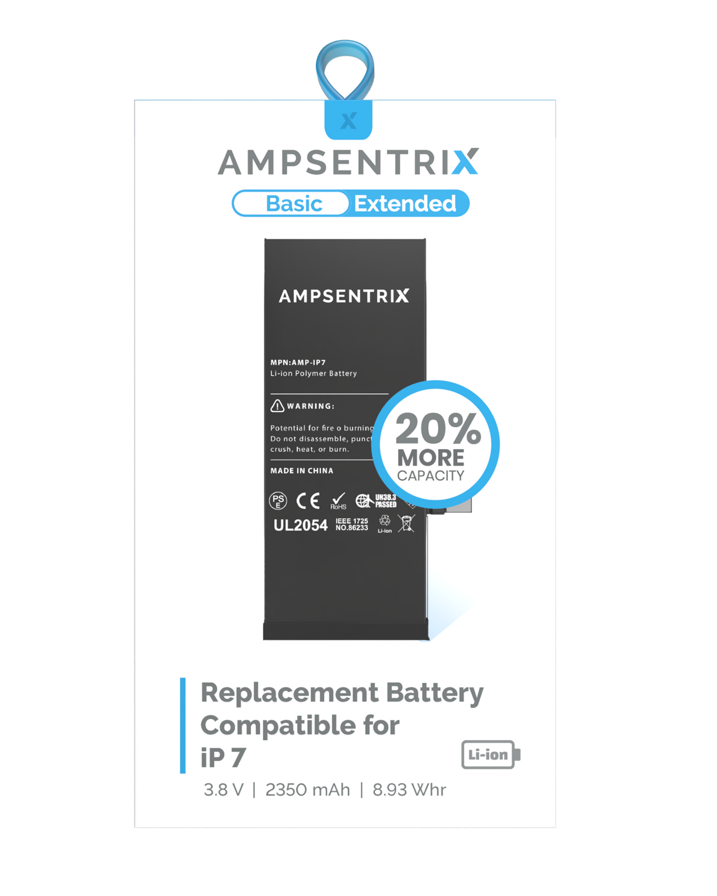 Bateria AmpSentrix Basic Cap. Extendida iPhone 7