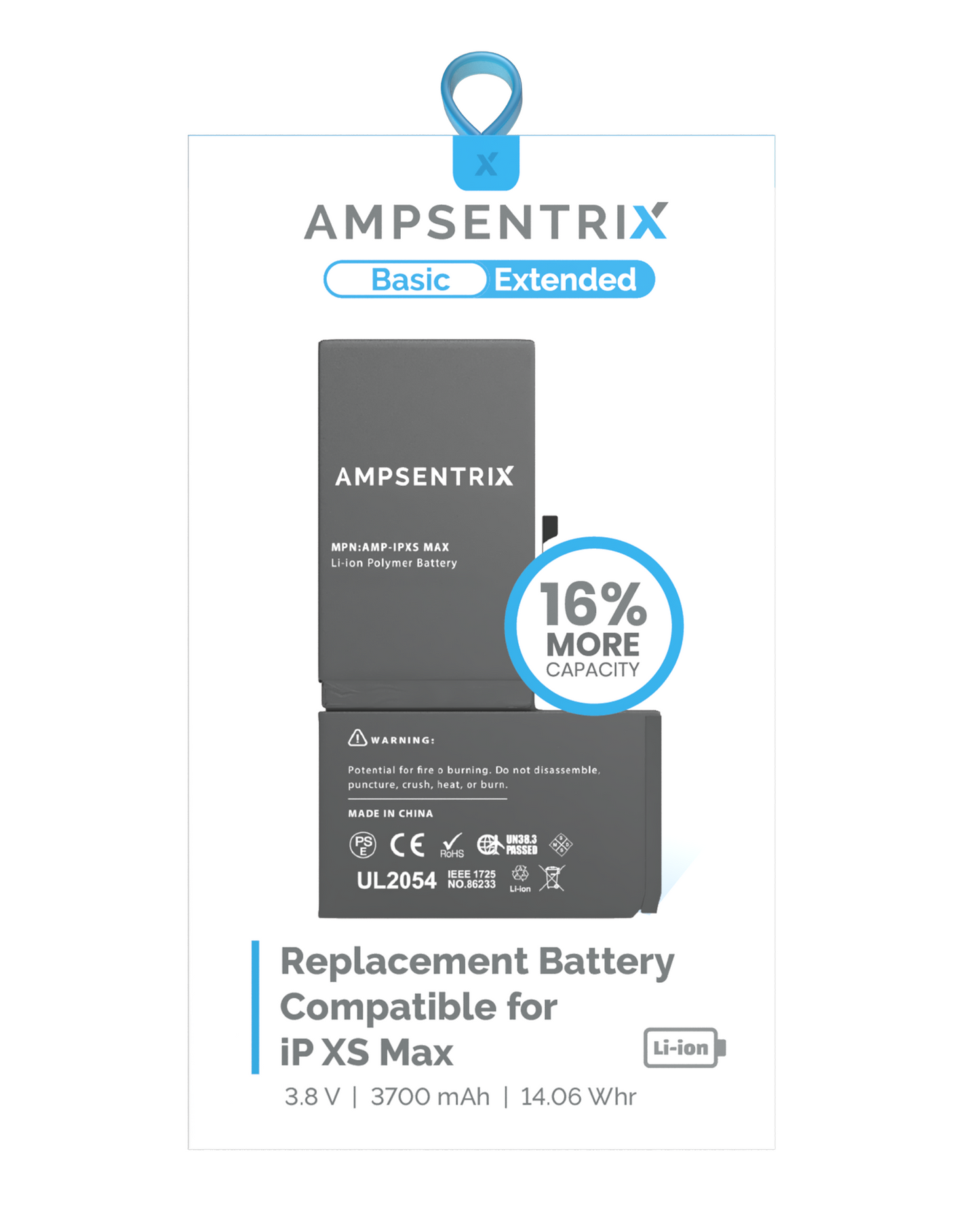 Bateria AmpSentrix Basic Cap. Extendida iPhone Xs Max