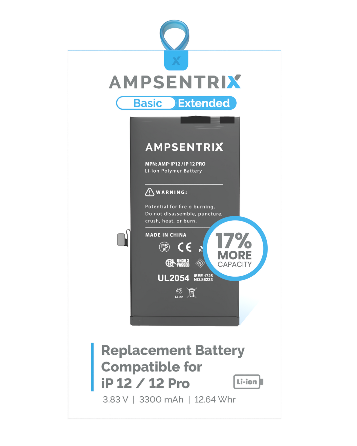 Bateria AmpSentrix Basic Cap. Extendida iPhone 12 / 12 Pro