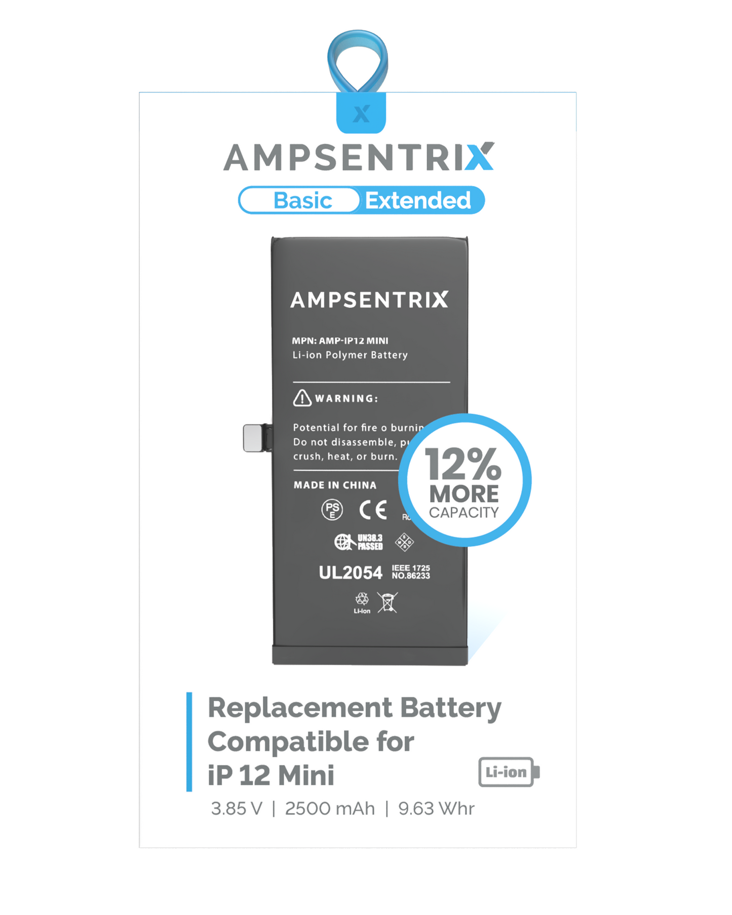 Bateria AmpSentrix Basic Cap. Extendida iPhone 12 Mini
