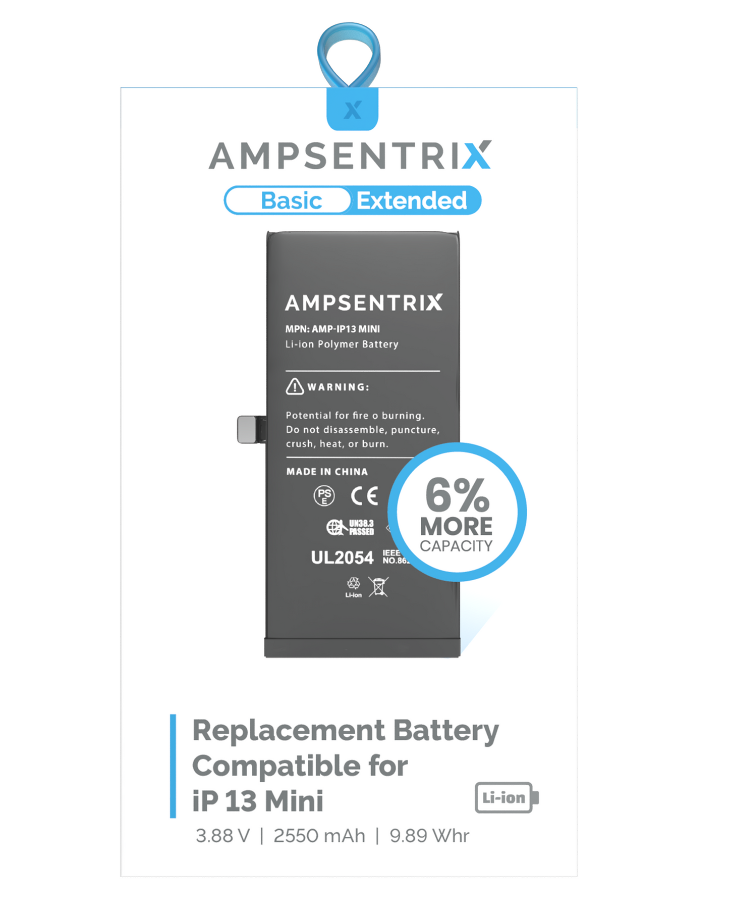 Bateria AmpSentrix Basic Cap. Extendida iPhone 13 Mini