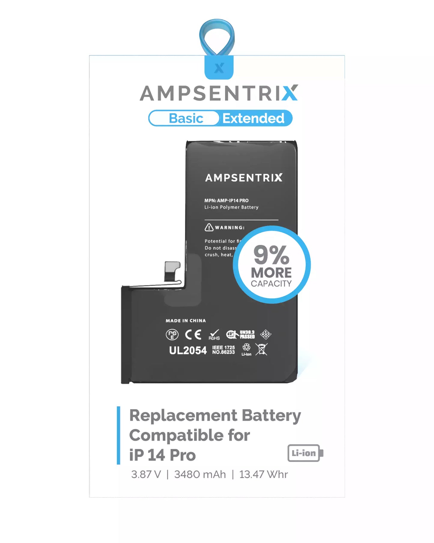 Bateria AmpSentrix Basic Cap. Extendida iPhone 14 Pro