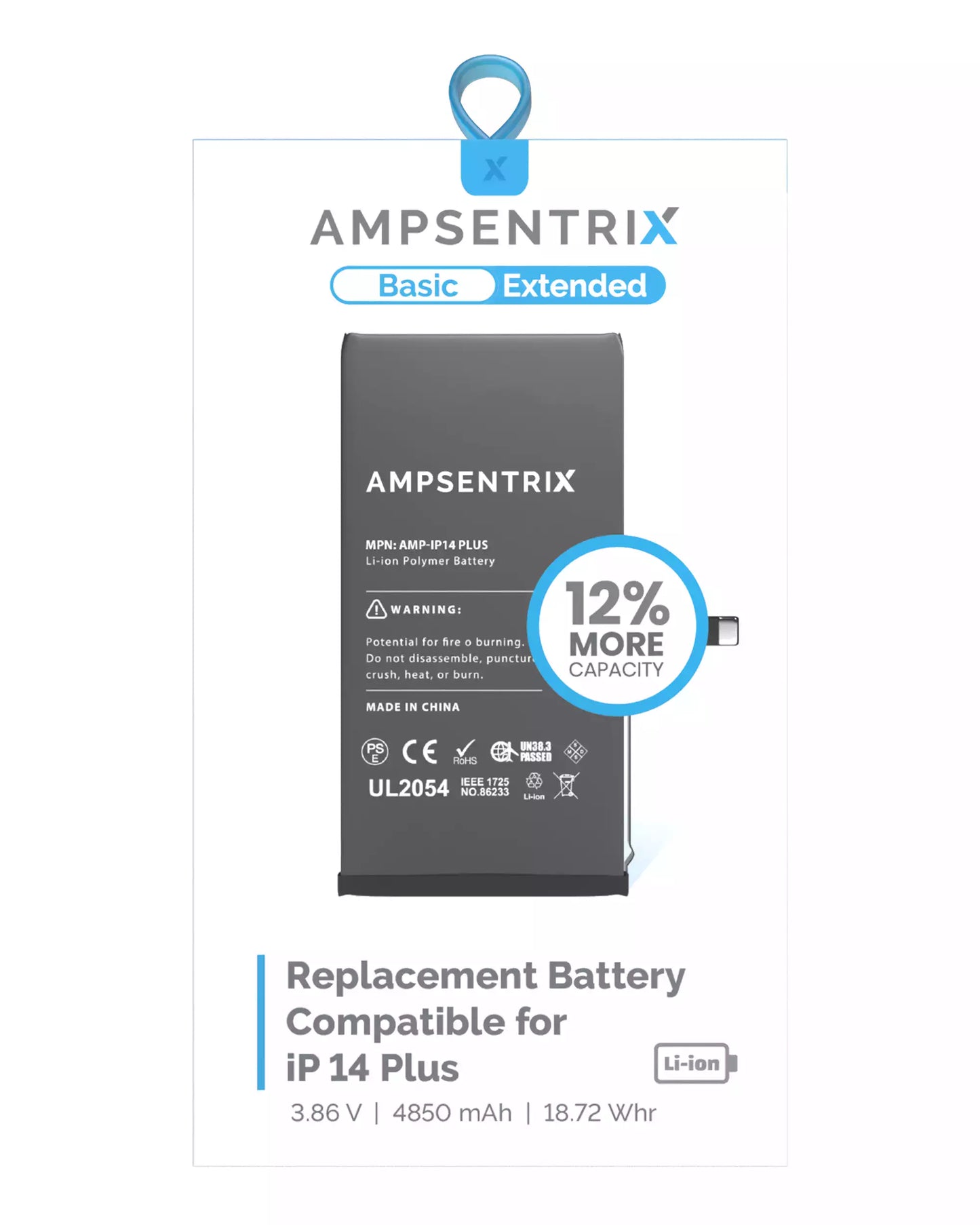 Bateria AmpSentrix Basic Cap. Extendida iPhone 14 Plus