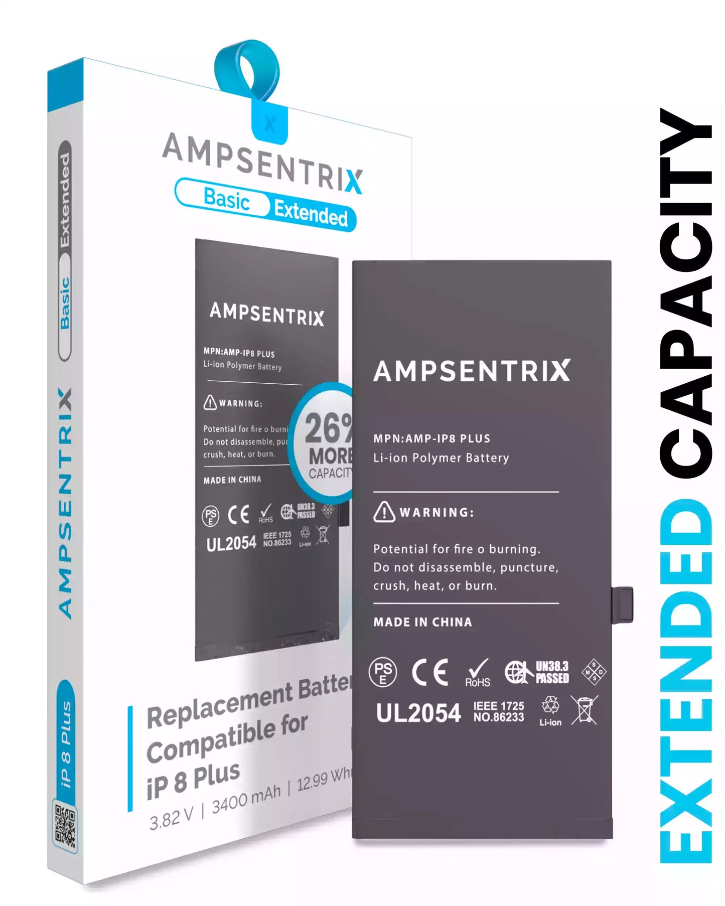 Batería AmpSentrix Cap. Extendida iPhone 8 Plus