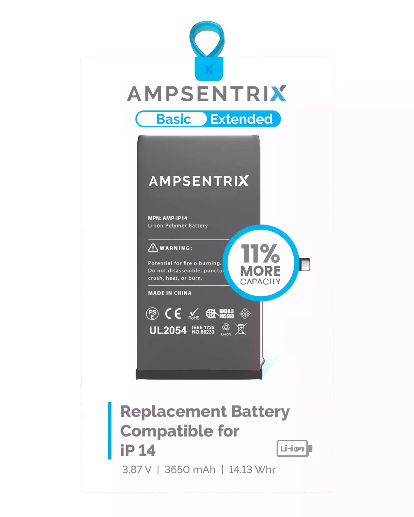 Bateria AmpSentrix Basic Cap. Extendida iPhone 14