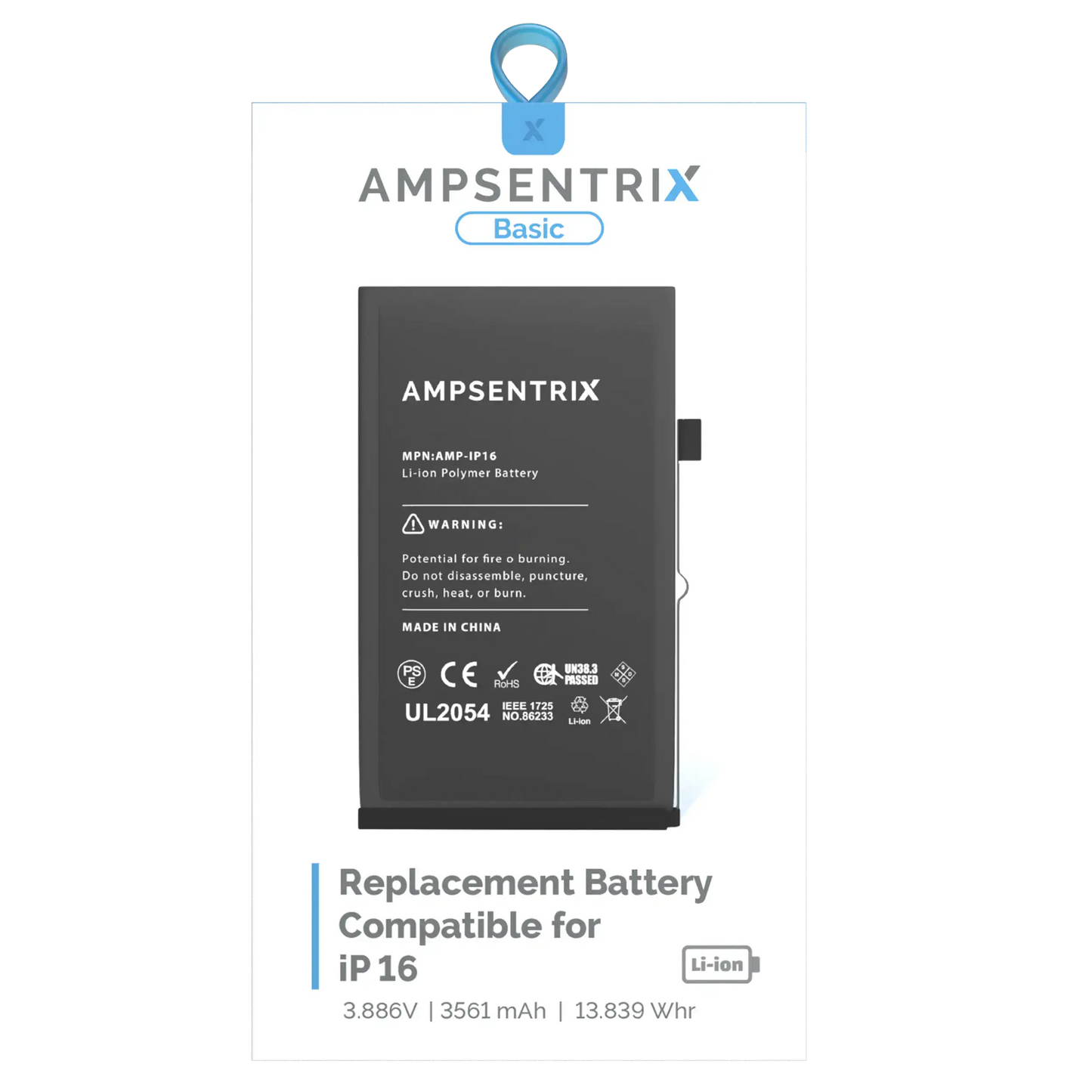 Bateria Ampsentix Basic iPhone 16