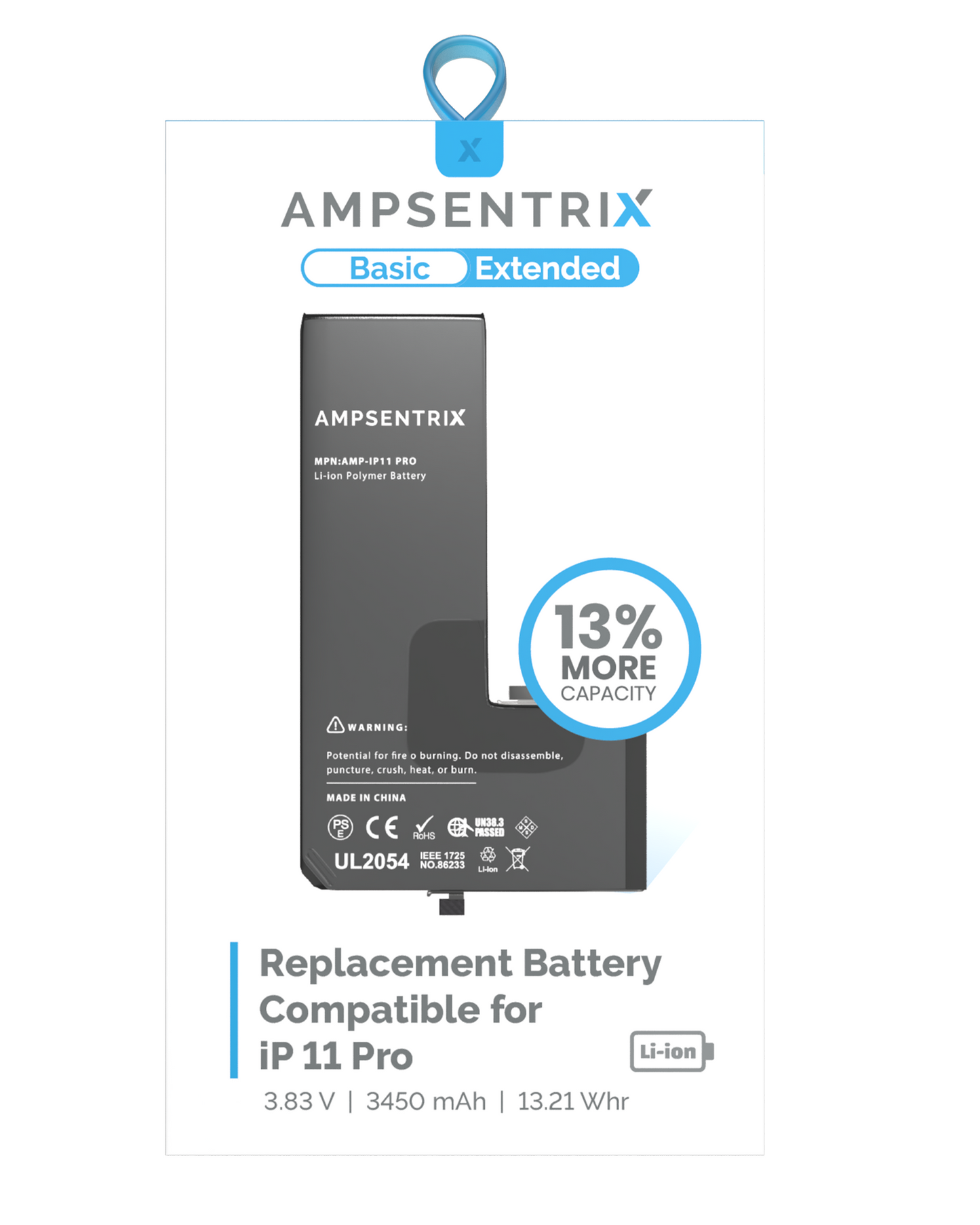 Bateria AmpSentrix Basic Cap. Extendida iPhone 11 Pro