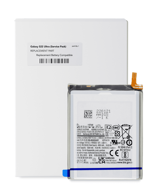 Batería original de repuesto para Samsung Galaxy S22 Ultra 5G (EB-BS908ABY) (Paquete de servicio)