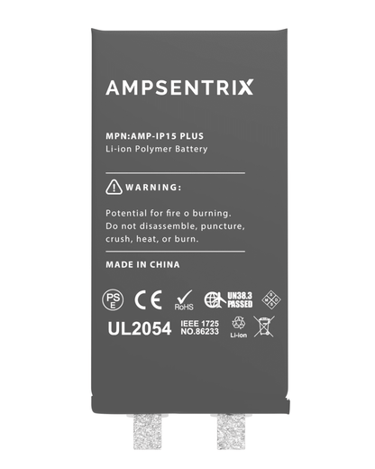 Batería de repuesto para iPhone 15 Plus (requiere soldadura por puntos) (AmpSentrix Core Extended)