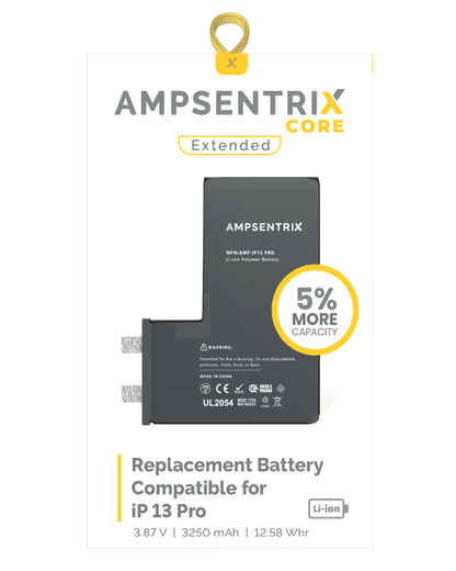 Batería de repuesto para iPhone 13 Pro (requiere soldadura por puntos) (AmpSentrix Core Extended)