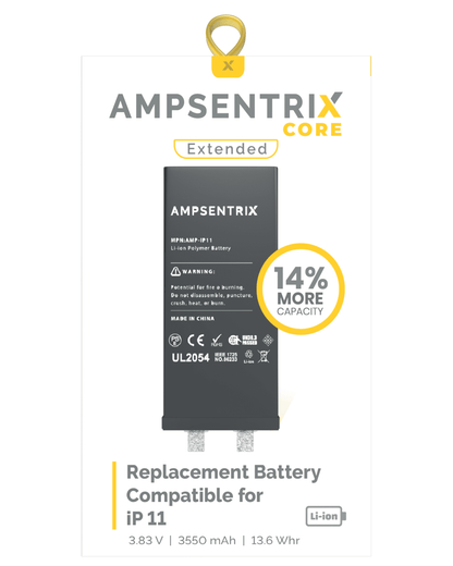 Batería de repuesto para iPhone 11 (requiere soldadura por puntos) (AmpSentrix Core Extended)