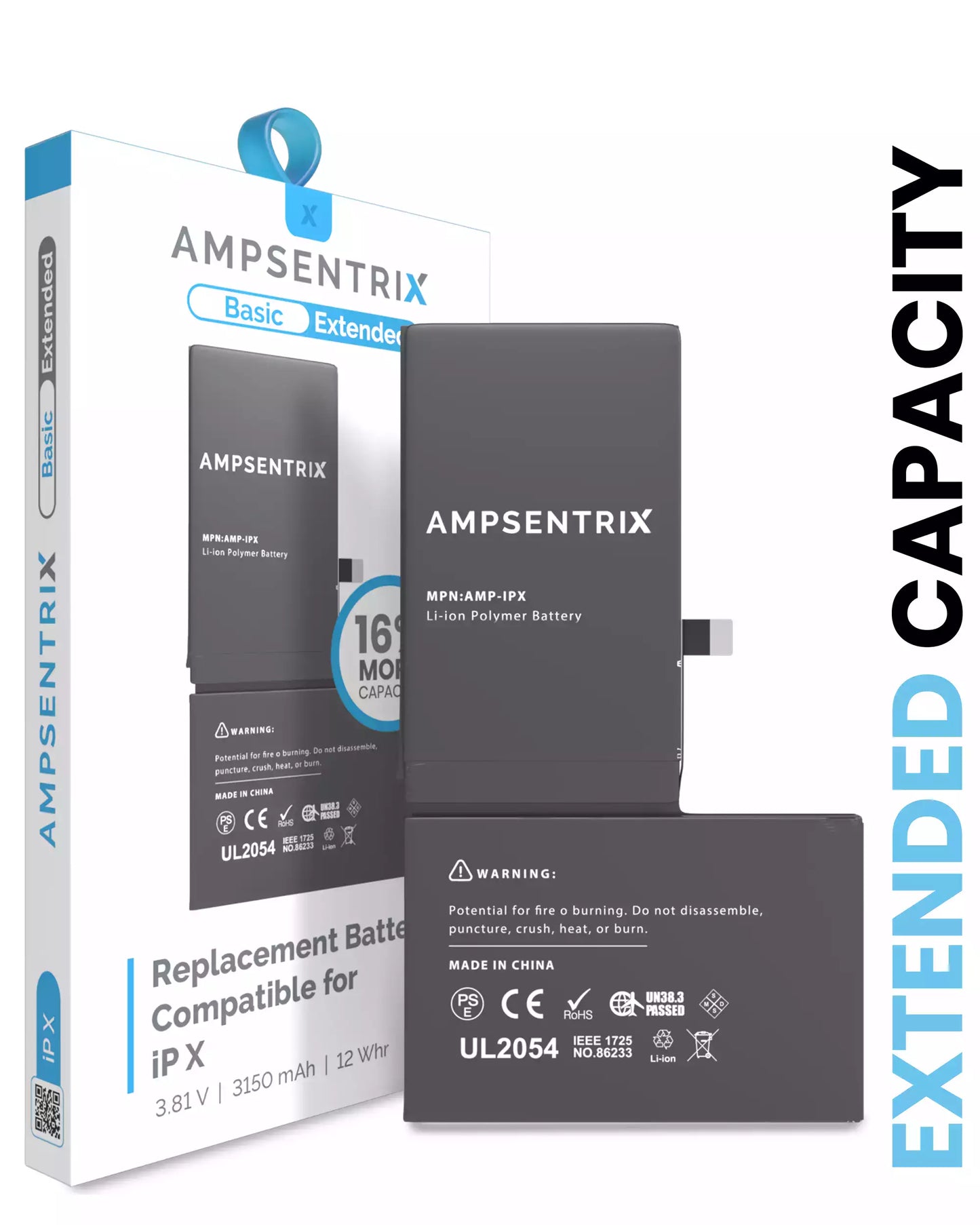 Batería AmpSentrix Basic Cap. Extendida iPhone X
