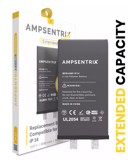 Batería de repuesto para iPhone 14 (requiere soldadura por puntos) (AmpSentrix Core Extended)