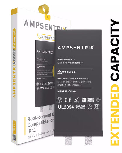 Batería de repuesto para iPhone 11 (requiere soldadura por puntos) (AmpSentrix Core Extended)