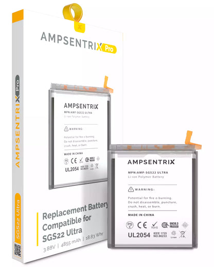 Batería de repuesto para Samsung Galaxy S22 Ultra 5G (EB-BS908ABY) (Ampsentrix)