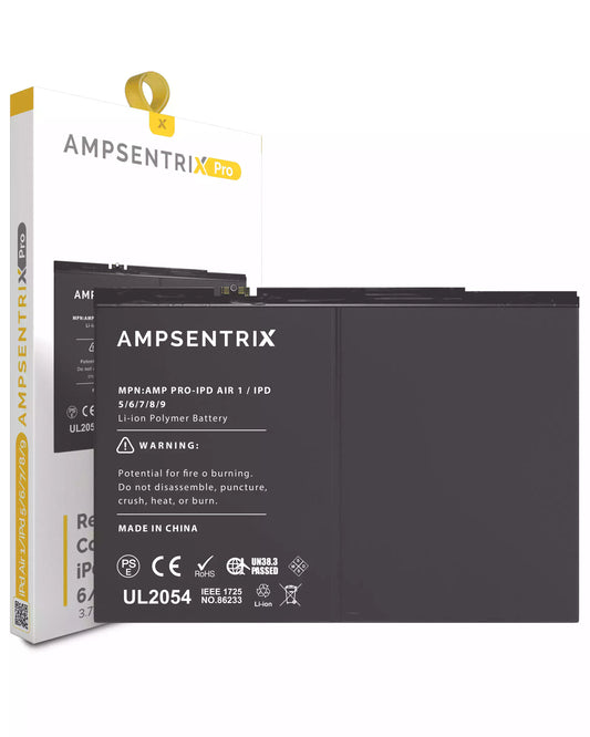 Batería de repuesto para iPad Air 1 / iPad 5 (2017) / iPad 6 (2018) / iPad 7 (2019) / iPad 8 (2020) / iPad 9 (2021) (AmpSentrix Pro)