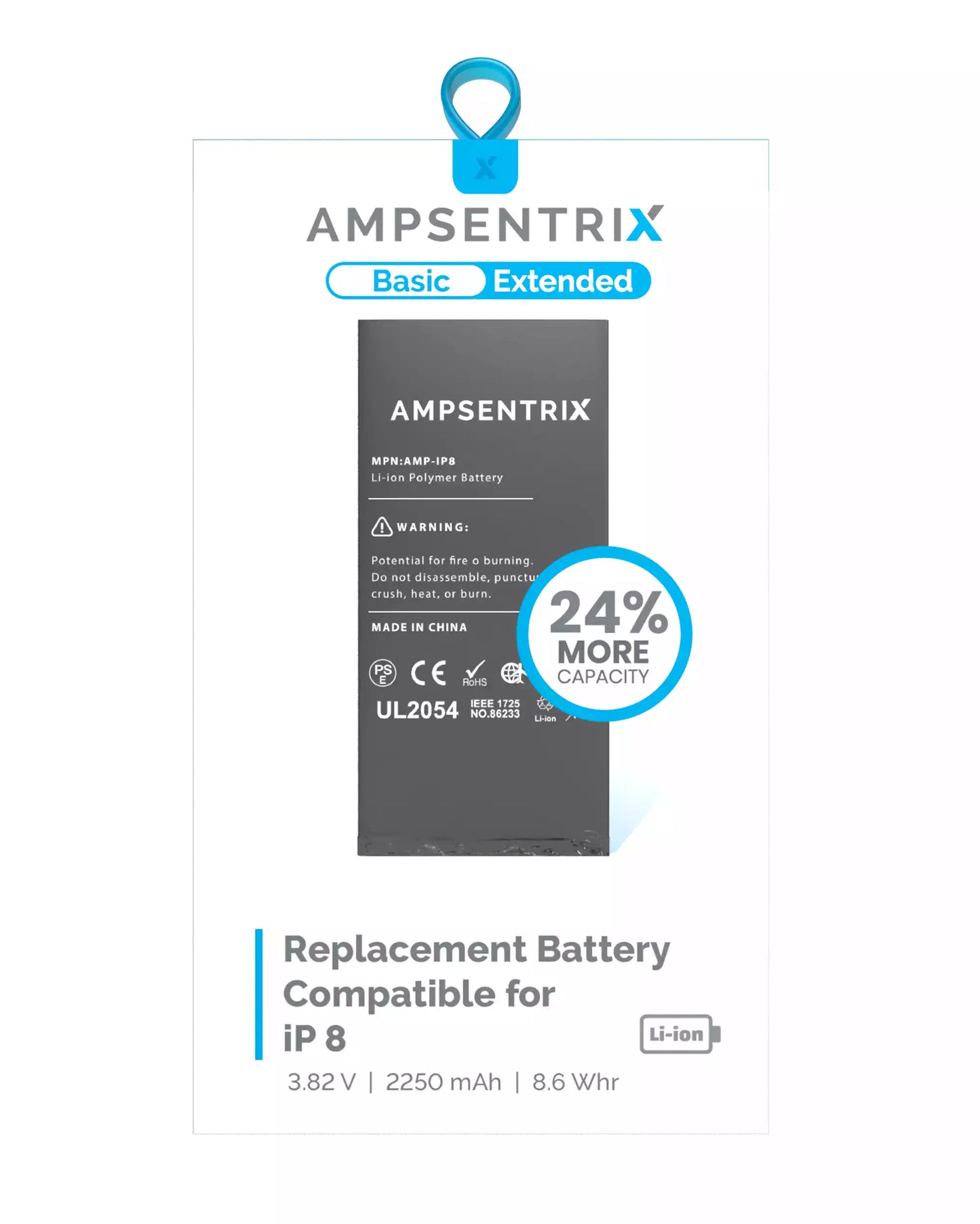 Bateria AmpSentrix Basic Cap. Extendida iPhone 8