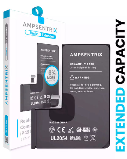 Batería de repuesto para iPhone 15 Pro (AmpSentrix Basic Extended)