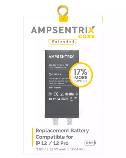 Batería de repuesto para iPhone 12/12 Pro (requiere soldadura por puntos) (AmpSentrix Core Extended)