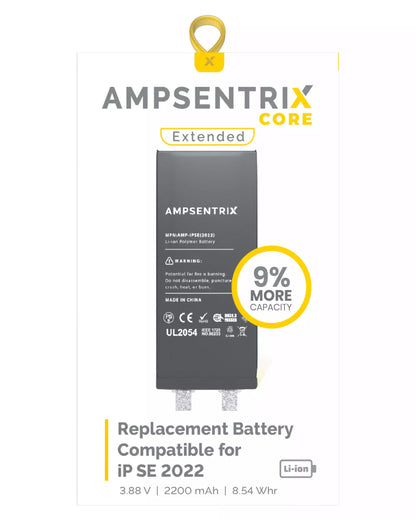 Batería de repuesto para iPhone SE 2022 (se requiere soldadura por puntos) (AmpSentrix Core Extended)