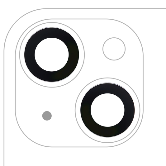 Lente de cámara trasera (solo cristal) con adhesivo para iPhone 14/14 Plus/15/15 Plus (juego de 2 piezas) (Premium) 100% Zafiro