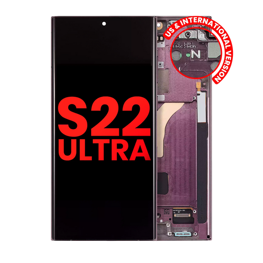 OLED Assembly With Frame For Samsung Galaxy S22 Ultra 5G (US & International Version) (Aftermarket Plus) (Burgundy)