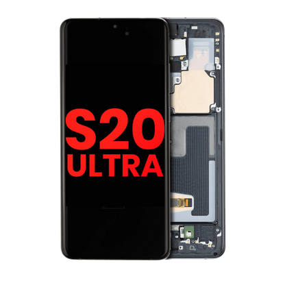 Ensamblaje OLED con marco para Samsung Galaxy S20 Ultra 5G (Aftermarket Plus) (Negro Cósmico)