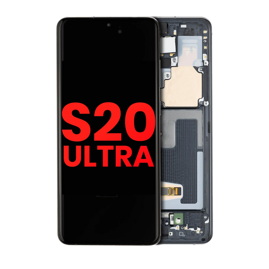 Ensamblaje OLED con marco para Samsung Galaxy S20 Ultra 5G (Aftermarket Plus) (Negro Cósmico)