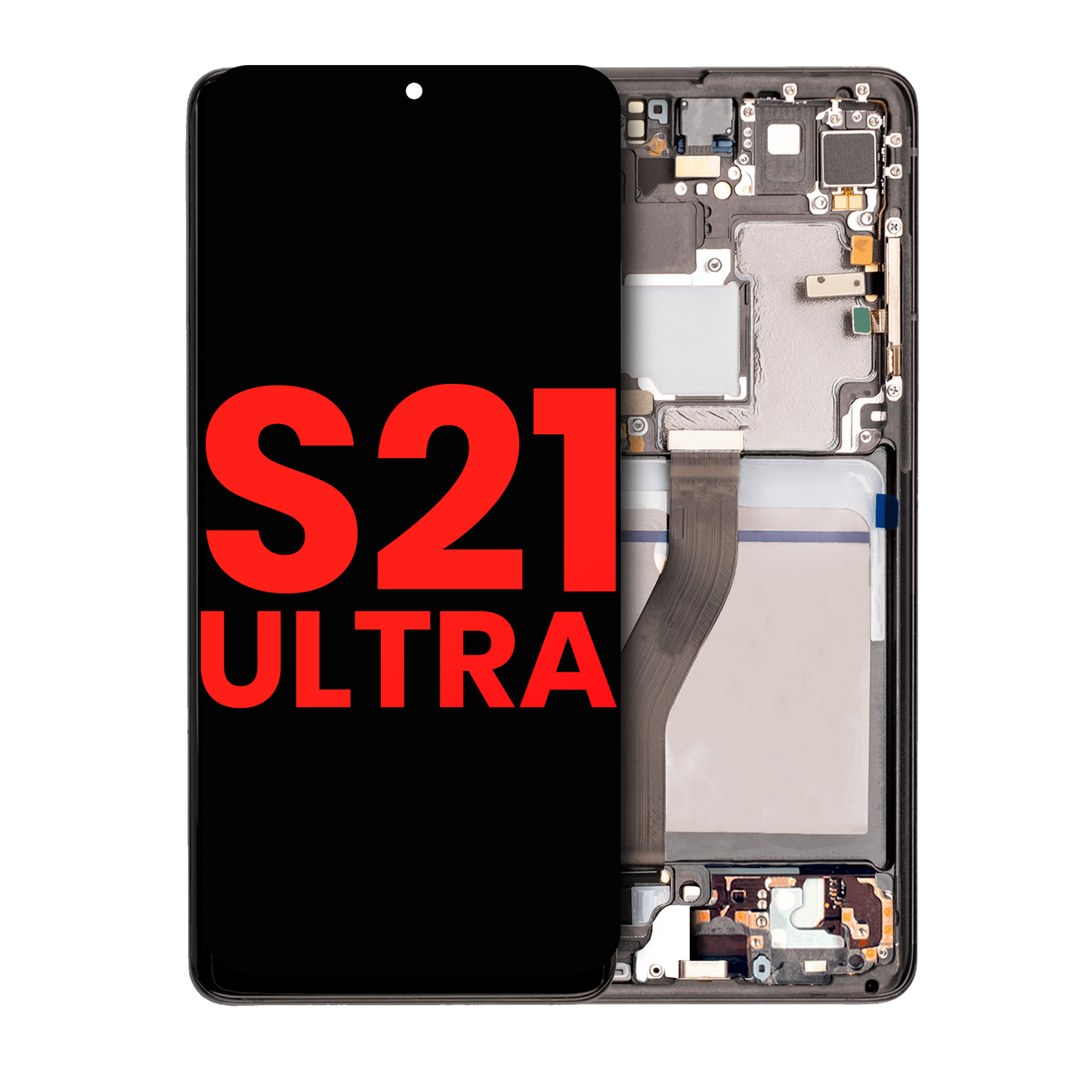 Ensamblaje OLED con marco para Samsung Galaxy S21 Ultra 5G (Aftermarket Plus) (Phantom Black)