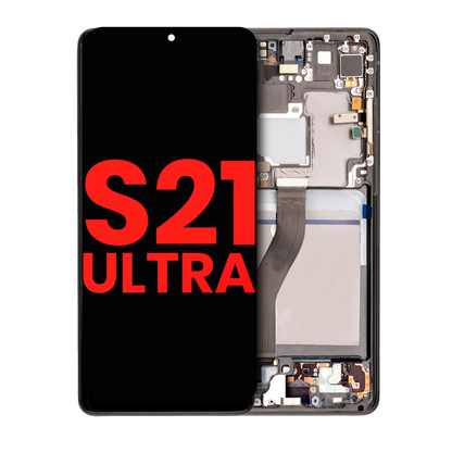 Ensamblaje OLED con marco para Samsung Galaxy S21 Ultra 5G (Aftermarket Plus) (Phantom Black)