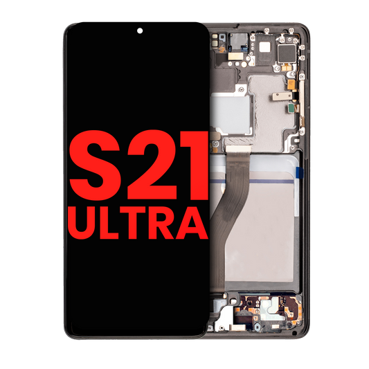 Ensamblaje OLED con marco para Samsung Galaxy S21 Ultra 5G (Aftermarket Plus) (Phantom Black)