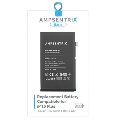 Batería de repuesto para iPhone 16 Plus (AmpSentrix Basic)