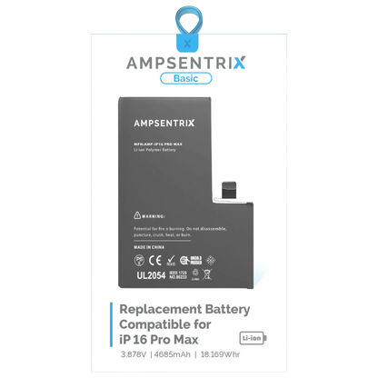 Batería de repuesto para iPhone 16 Pro Max (AmpSentrix Basic)