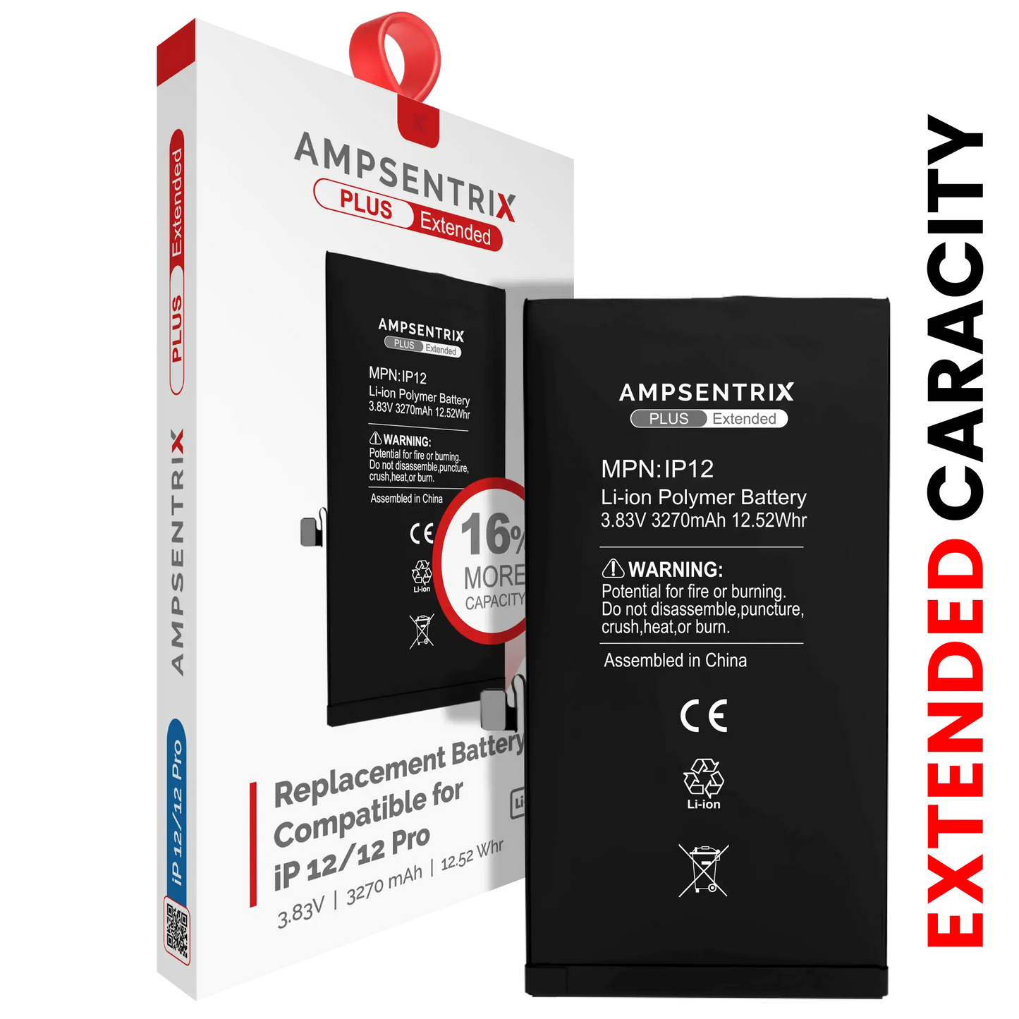 Batería de repuesto para iPhone 12 / 12 Pro (AmpSentrix Plus Extended)