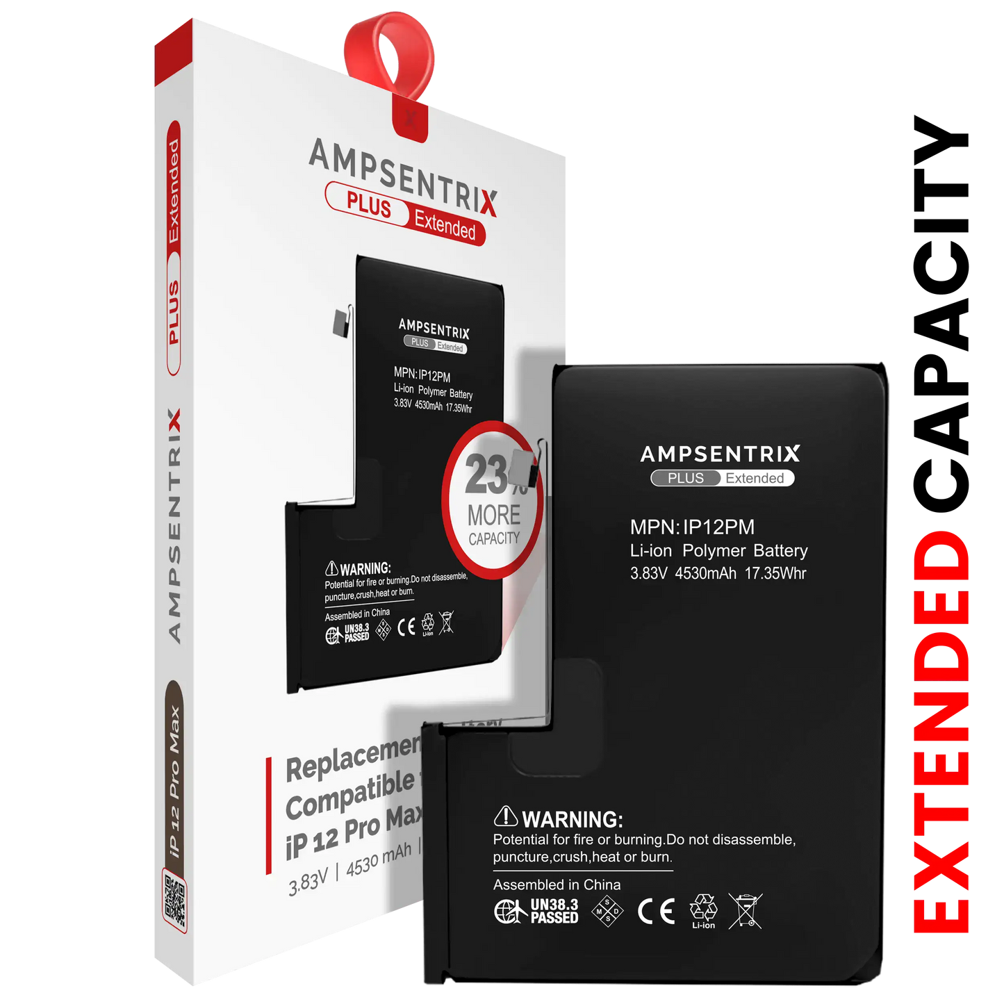 Batería de repuesto para iPhone 12 Pro Max (AmpSentrix Plus Extended)