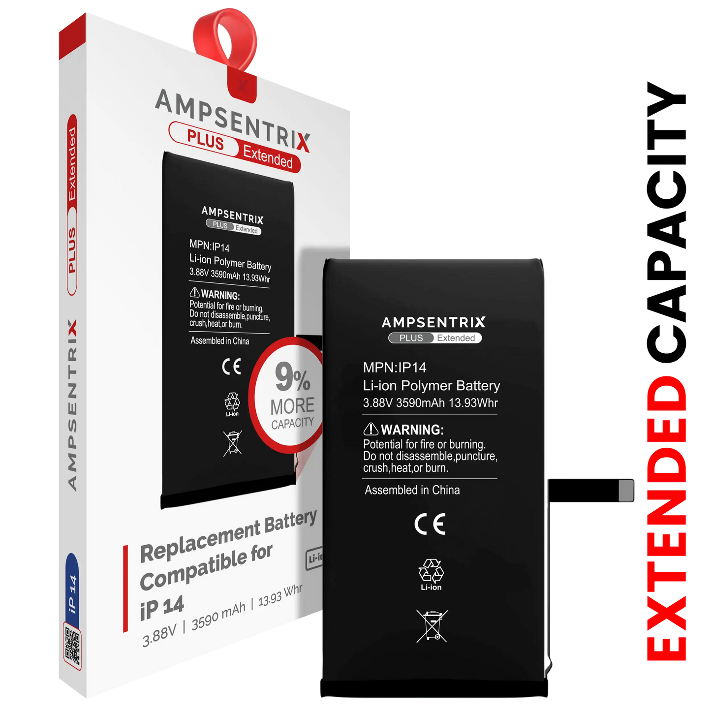 Batería de repuesto para iPhone 14 (AmpSentrix Plus Extended)