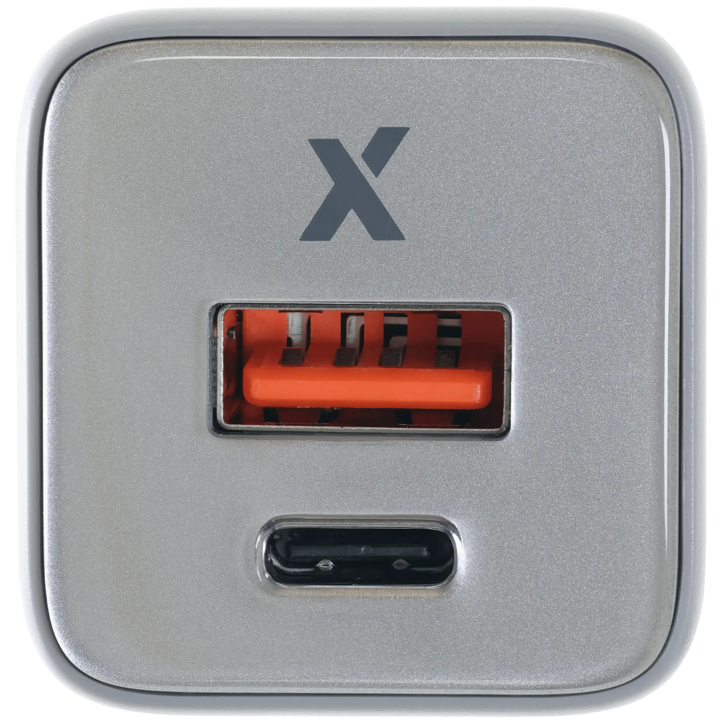 Cargador de pared de doble puerto de 30 W con carga rápida GaN (USB-C + USB-A) (AmpSentrix Pro) (Titanio natural)