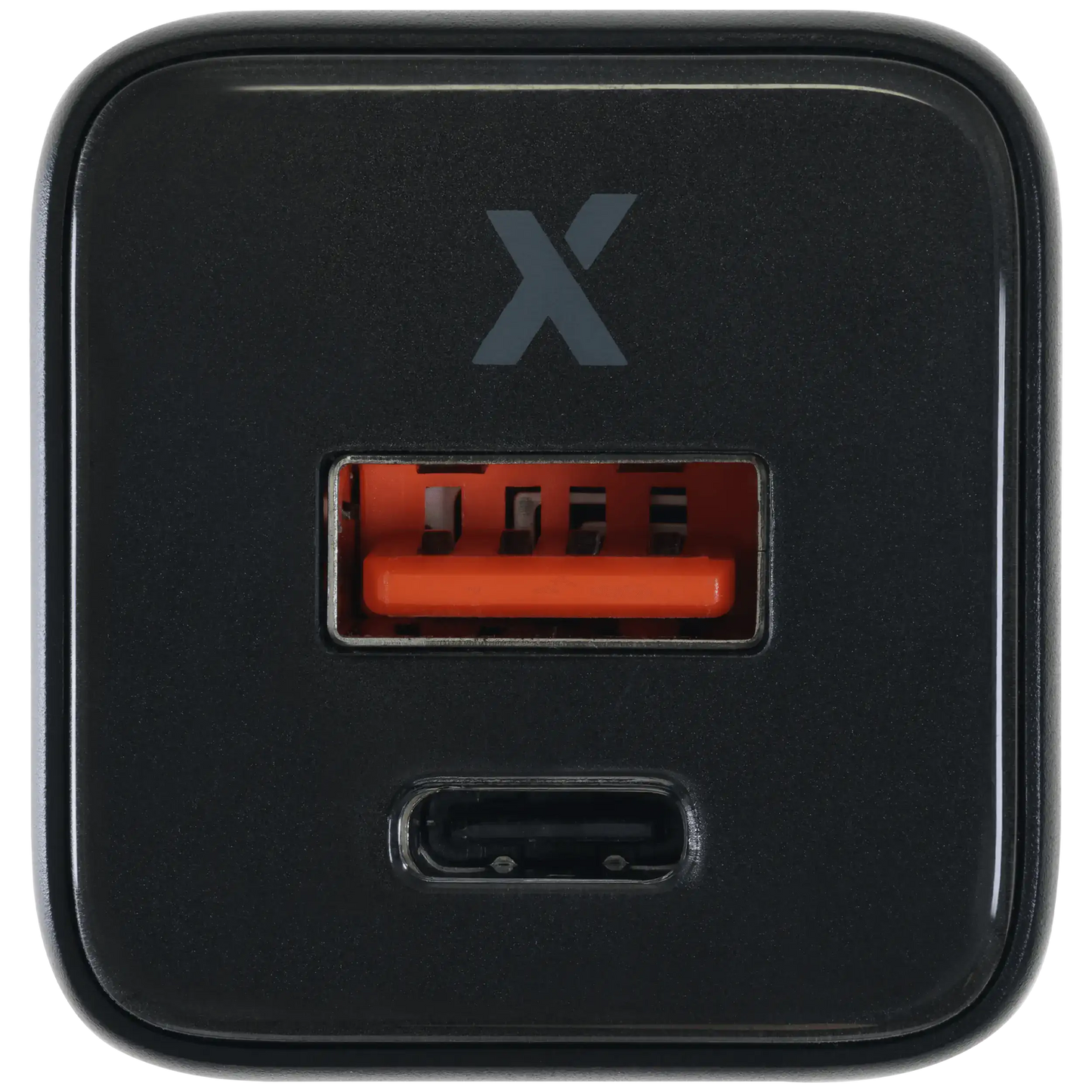 Cargador de pared de doble puerto de 30 W con carga rápida GaN (USB-C + USB-A) (AmpSentrix Pro) (Titanio negro)