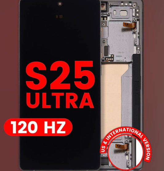 Pantalla OLED con marco para Samsung Galaxy S25 Ultra 5G (EE. UU. e internacional) (Aftermarket Plus) (120 Hz) (Titanio Jet Black)