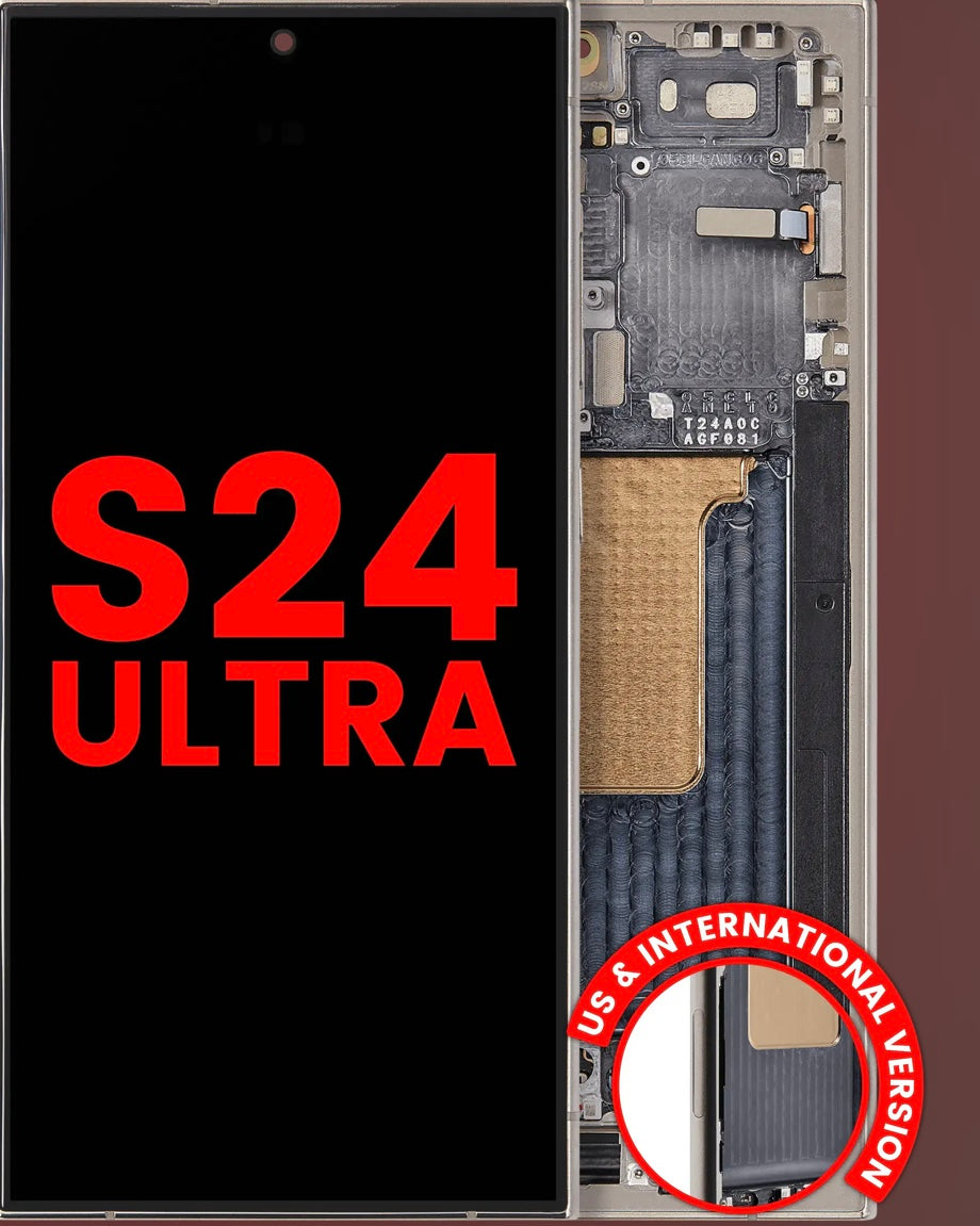 Pantalla Oled con marco para Samsung Galaxy S24 Ultra (versión de EE. UU. e internacional) (Aftermarket Plus) (Negro titanio) (120 Hz)
