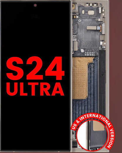 Pantalla Oled con marco para Samsung Galaxy S24 Ultra (versión de EE. UU. e internacional) (Aftermarket Plus) (Negro titanio) (120 Hz)